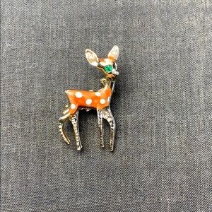 Vintage Bambi Pin w/Green Eye and Pearl Ears